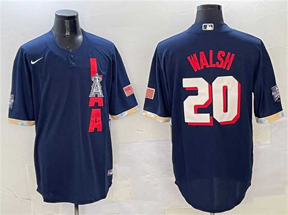 Mens Los Angeles Angels #20 Jared Walsh 2021 Navy All-Star Cool Base Stitched Jersey